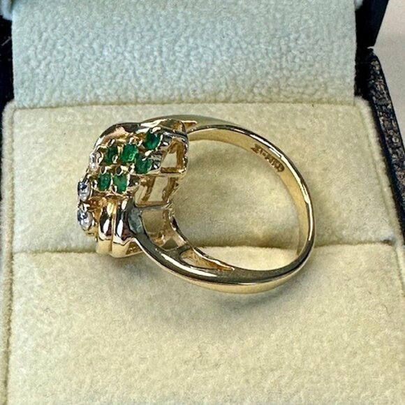 14k Emerald and Diamond Ring Size 6.5 - Picture 8 of 11